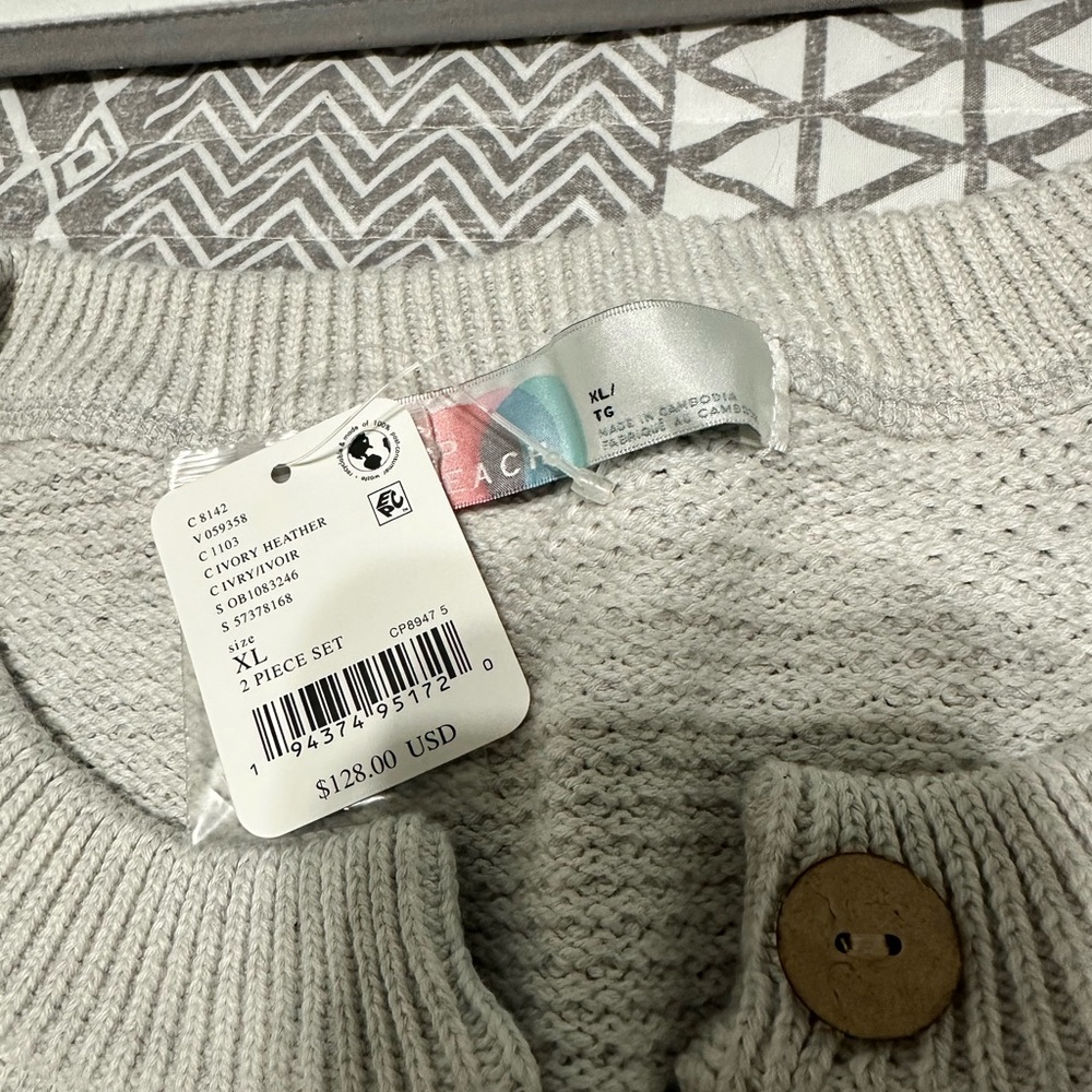 Free People Ivory Waffle Knit Hailee Beach Set - Picture 2 of 6